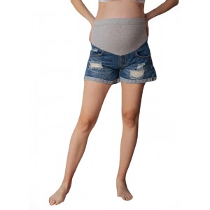 Рваные джинсовые шорты для беременных с регулировкой